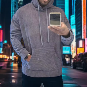 Nouveau sweat à capuche en velours côtelé pour hommes Vintage avec poche kangourou vêtements d'entraînement sweats à capuche pour hommes - Product Image 2