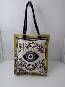 Sac fourre-tout vintage DAFNI BIG PAZAR en toile solide avec fermeture éclair, broderie et doublure en coton pour toutes les saisons - Product Image 1