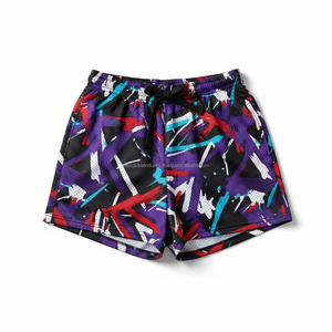 Pantalones Cortos Deportivos de Malla para Hombre, Transpirables, Diseño Personalizado OEM, Patrón de Llama Azul, para Correr en Verano - Product Image 1