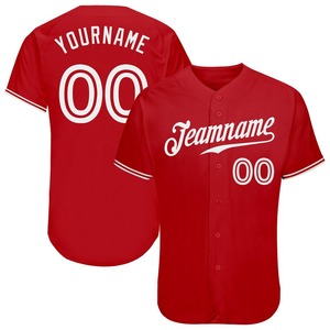 Maillot de baseball personnalisé rouge blanc authentique - Product Image 1
