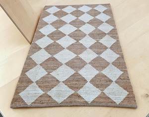 Geometric Pattern Jute <b>Rug</b> Rectangle Flat Weave Coastal Style Non-Slip Bathroom Area <b>Rug</b> - Product Image 4