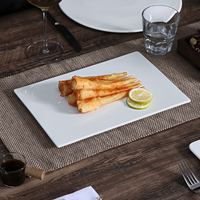 Vaisselle en céramique blanche pour hôtel et restaurant, assiette rectangulaire en porcelaine, assiette de restaurant, autres fournitures pour hôtels et restaurants