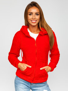 Sweat à capuche doublé Sherpa d'hiver décontracté pour femmes sweat-shirt en polaire épais avec fermeture éclair complète et épaule tombante survêtement en tricot solide - Product Image 2