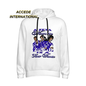 Alta calidad 100% algodón Tech Fleece Pullover Sudadera con capucha logotipo frontal bordado mujer negro Casual Hip Hop Zeta Phi Beta sudadera - Product Image 6