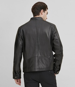 Veste en cuir véritable pour hommes col en peau de mouton de qualité supérieure design nouvelle mode vente chaude avec fermeture à glissière hiver - Product Image 3