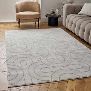 Alfombra Geométrica Carmel Crema-Gris de The Rugs, 6070, 80X150 cm, Elegante y Estilosa - Product Image 4