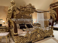 Cama de Madera de Teca Estilo Barco Maharaja Tradicional, Calidad Premium, para Hogares de Lujo, Tamaño King, Ajustable, con Almacenamiento, Tallada a Mano, Duradera