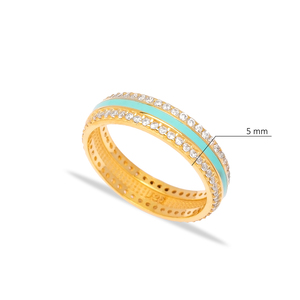 Anillo de racimo de piedra CZ blanca esmaltada de Color azul claro hecho a mano, venta al por mayor, joyería de plata de ley 925, joyería fina hecha a mano - Product Image 3