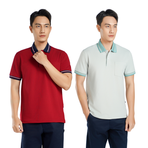 Polos de tela elástica transpirable de secado rápido para hombre, 100% de algodón, uniformes, ropa para mujer - Product Image 1
