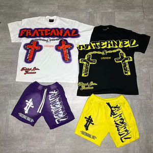 Wholesale Custom Streetwear <b>Mens</b> SweatSuit Short Sets Cotton Shorts and T-<b>shirt</b> Set Tracksuits for <b>Men</b> Two-Piece Set - Product Image 1