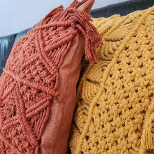 Funda de cojín de macramé ecológica, decoración sostenible para el hogar - Product Image 1