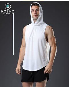 High Quality <b>Mens</b> Gyms Quick Drying Hoodie Customized Logo <b>Plus</b> <b>Size</b> Loose Workout Sleeveless Vest <b>Men's</b> Fitness Hoodies - Product Image 5
