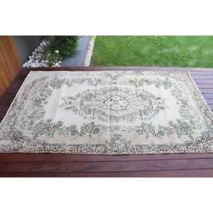 Vintage 4x7 ft Rug, Turkish Rug, <b>Brown</b> Oriental <b>Wool</b> Rug - Product Image 3