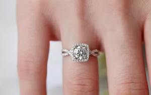 Anillo de compromiso de diamante cultivado en laboratorio de oro blanco de 14 quilates para mujer, conjunto de Halo, banda de boda, joyería fina para fiesta nupcial o regalo - Product Image 4