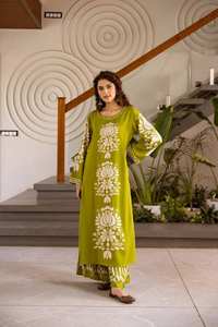 premium German Rayon Printed <b>Kurti</b> With Bottom Collection Full Catalog available at wholesale rate partu wear collection - Product Image 5
