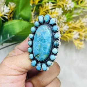 Bague turquoise ~ Argent sterling 925 ~ Fait main ~ Statement ~ Hippie ~ Bohème ~ Bijoux ~ Cadeau pour elle - Product Image 3