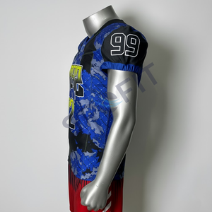 Maillot de football américain à manches courtes à séchage rapide personnalisé OEM impression par sublimation logo personnalisé tissu respirant évacuant l'humidité - Product Image 2