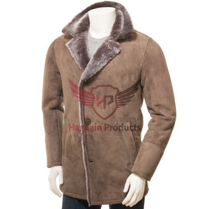 Abrigo de piel de oveja Topo para hombre, ropa de abrigo de invierno personalizable con lujoso forro de piel de oveja para una calidez inigualable - Product Image 1