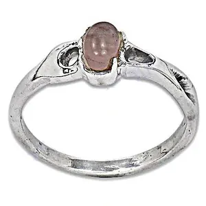 Women's 925 <b>Silver</b> & 18K Rose Gold Gemstone Jewelry <b>Statement</b> <b>Ring</b> with Natural Stone in Pear Shape Geometric Cut - Product Image 2