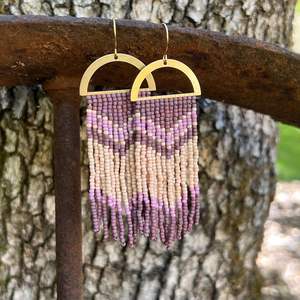 HF crafts ต่างหูลูกปัดอะคริลิคแบบโบฮีเมียนสำหรับผู้หญิงเครื่องประดับพู่ห้อยทอมือ - Product Image 1