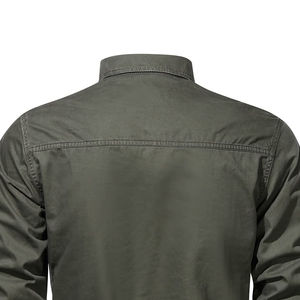 Chemises cargo décontractées personnalisables de haute qualité pour hommes, manches longues, tissu tricoté respirant, saison d'automne, service teint uni - Product Image 5