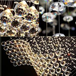 Candelabro de cristal 8 luces Rectángulo Montaje empotrado Luz de techo Onda Gota de lluvia Iluminación colgante de cristal - Product Image 4