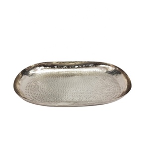 Iron Oval <b>Tray</b> With Hammered Copper Plated Modern Style Dish and Platter for Serving and <b>Table</b> Top Decoration - Product Image 6