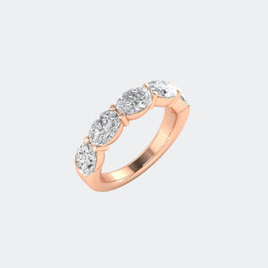 แหวนเพชรทรงรี 3.00 กะรัต ประดับเพชร 5 เม็ด แบบห่วงครึ่งวง 14K ทองคำ สำหรับงานครบรอบแต่งงาน แหวนวงแหวนเพชรครึ่งวงสำหรับผู้หญิง - Product Image 1