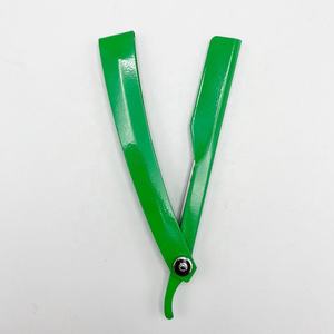 Rasoirs de barbier professionnels de haute qualité Logo personnalisé Lames de rasoir manuelles en acier inoxydable massif vert Corps durable - Product Image 2