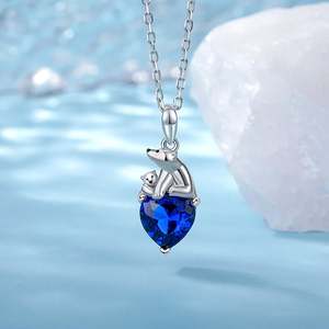 Collier en argent sterling Jeulia Snuggles en forme de cœur d'ours polaire pour mère et bébé - Product Image 4