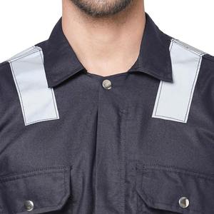 Combinaison de sécurité de travail en coton haute visibilité pour hommes combinaison de protection résistante aux flammes avec logo personnalisable vêtements de travail industriels réfléchissants - Product Image 5