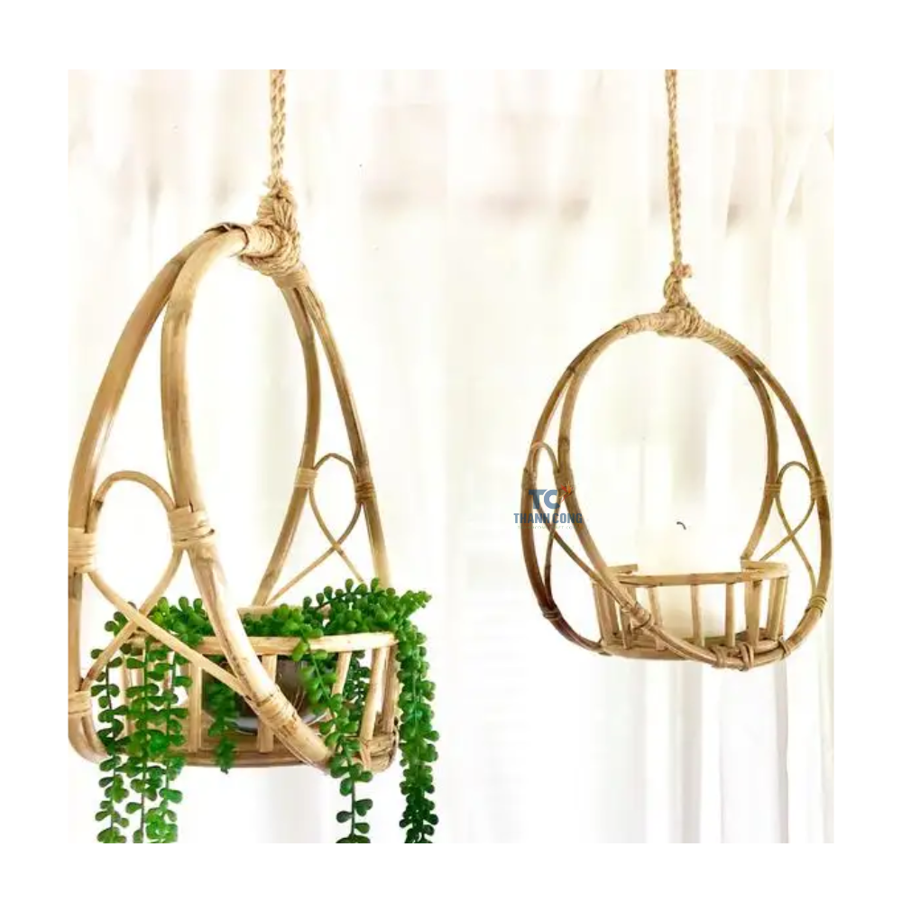 Wholesale hot design rattan hanging basket natural hanging flower planter baskets from Vietnam manufacturer