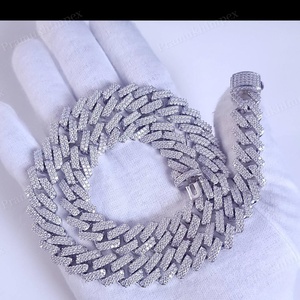 14mm VVS Moissanite diamantes tachonado Hip Hop lujo S925 plata Iced Out cadena de eslabones cubanos para rapero joyería fina para proveedores - Product Image 3