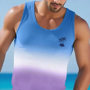 Moda verano hombres chaleco Tops Hawaiano 3D Coco árbol estampado hombres chaleco sin mangas playa fiesta estilo hombres chaleco sin mangas - Product Image 1