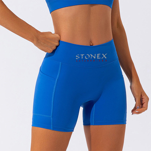 Vente en gros Vêtements de sport taille haute personnalisés pour femmes Poche latérale Design Gym Fitness Tummy Control Short respirant pour les femmes - Product Image 1
