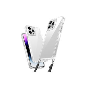 Coque arrière en silicone transparente de qualité supérieure pour iPhone 14 Pro, anti-traces de doigts, antichoc, protection des coins avec airbag, attache de sangle - Product Image 1
