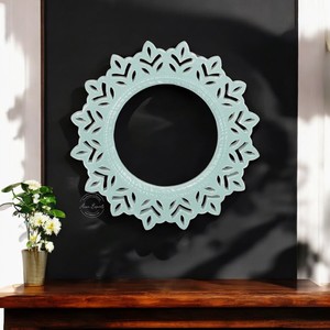 Espejo de pared de madera artesanal de forma redonda clásica tamaño personalizado y la mejor calidad utilizada para la decoración del dormitorio - Product Image 6