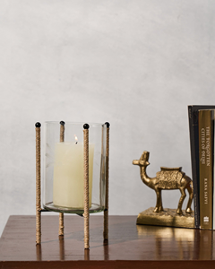 Nuevo producto atractivo exclusivo mejor calificado en diseño de aluminio Portavelas de vidrio transparente en acabado dorado Decorativo para el hogar - Product Image 1