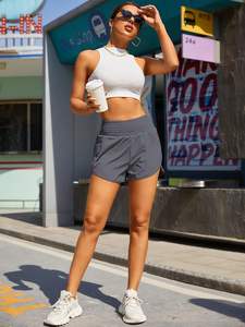 Pantalones cortos para mujer, pantalones cortos atléticos de cintura alta, pantalones cortos elásticos impermeables para gimnasio y entrenamiento con bolsillo para correr y Deportes - Product Image 2