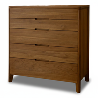 Armoire de salon moderne en teck massif, commode à 5 tiroirs, finition teck du milieu du siècle, commode de chambre à coucher, meubles pour la vente en gros
