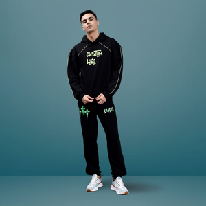 ชุดเซ็ตแทรคสูทคุณภาพสูงสำหรับฤดูหนาว กางเกงวอร์มขายาวทรงจ็อกเกอร์ ผ้าฝ้ายแท้ 100% ไซส์ใหญ่ ใส่ได้ทั้งชายและหญิง ทรงขาบานหลวมๆ  รับสกรีนโลโก้ - Product Image 2