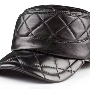 Casquette en cuir de couleur unie Casquette en cuir respirante réglable Prix raisonnable Casquette en cuir pour la vente en ligne - Product Image 1