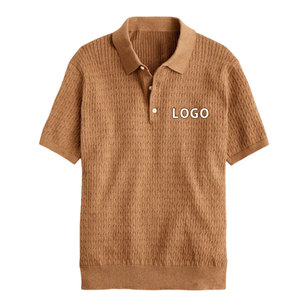 Vente en gros de polos 100% coton avec logo personnalisé OME tricots pour hommes pulls à manches courtes et boutons haut de gamme de couleur unie - Product Image 2