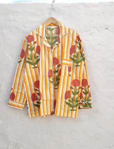 Ropa de dormir de algodón indio para mujer, conjunto de camisón y pijama con estampado de bloques de flores, vestido de noche cómodo hecho a mano - Product Image 4