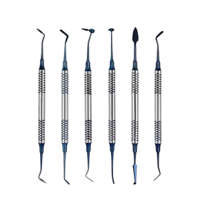 Ensemble de 6 spatules dentaires en acier inoxydable bleu titane, instruments manuels de remplissage dentaire - Product Image 3