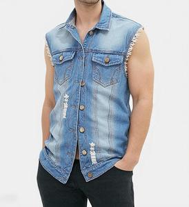 Chaleco vaquero de diseño único para hombre de talla grande para adultos, chaleco vaquero cómodo y transpirable para hombre, precio razonable, servicio OEM - Product Image 1