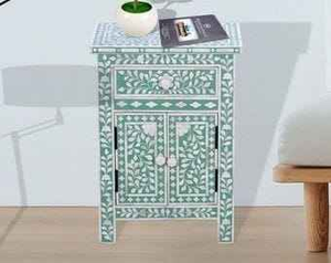 Handmade Modern Classic <b>Vintage</b> Bone Inlay End Table Drum Side Table <b>Stool</b> Home Use India Coffee Table - Product Image 2