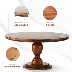 Présentoir élégant en bois d'acacia de support de gâteau avec 2 accessoires de cuisson de spatule pour la décoration d'événement de noce - Product Image 4