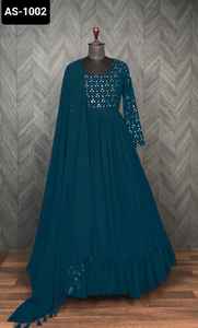Estilo indio y pakistaní Heavy Georgette M<aterial Fancy Long Anarkali Vestidos con manga completa Ropa étnica Salwar Kameez Suit - Product Image 6