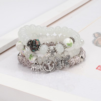 Perhiasan Fashion Bohemian Gelang Manik-Manik Hewan untuk Wanita, Gelang Liontin Kupu-Kupu Warna-Warni, Gajah, dan Jangkar untuk Anak-Anak